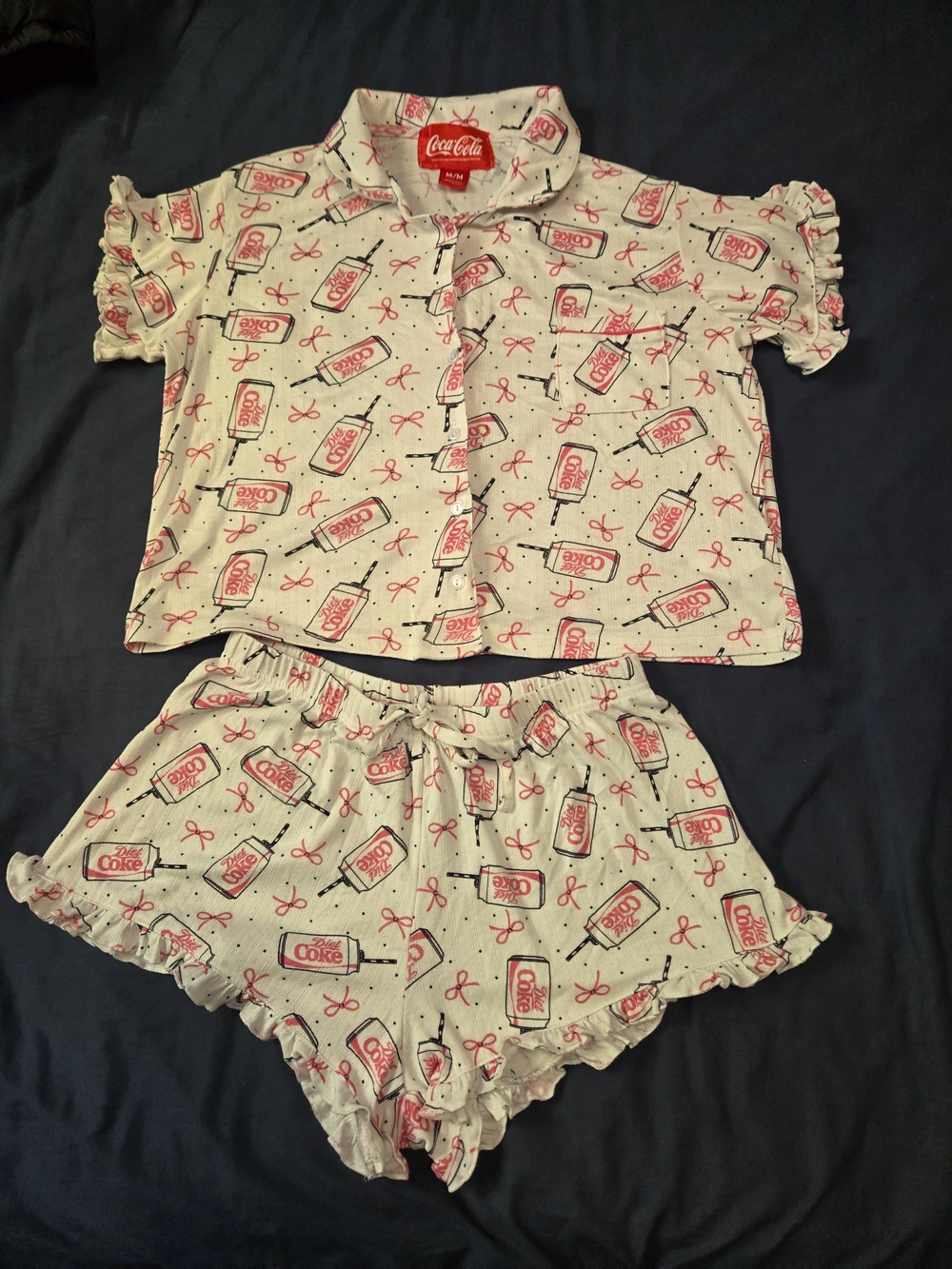 Coca Cola White and Pink Short Sleeve Pajama Set
